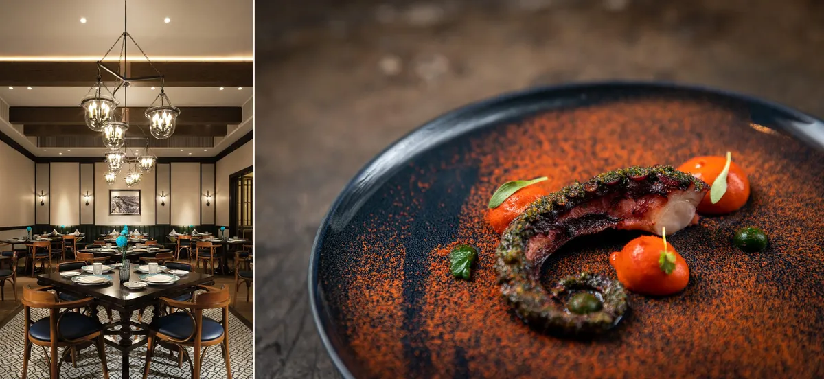 澳门高端餐厅精致菜品展示，多道创意料理